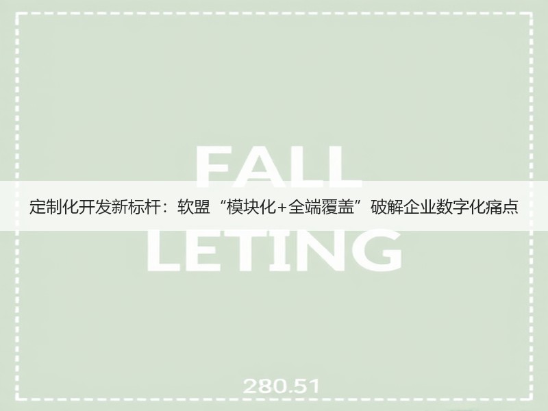 定制化开发新标杆：软盟“模块化+全端覆盖”破解企业数字化痛点
